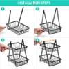 Cesta de frutas de ferro multifuncional de 2 camadas Cesta de armazenamento de pão com alça